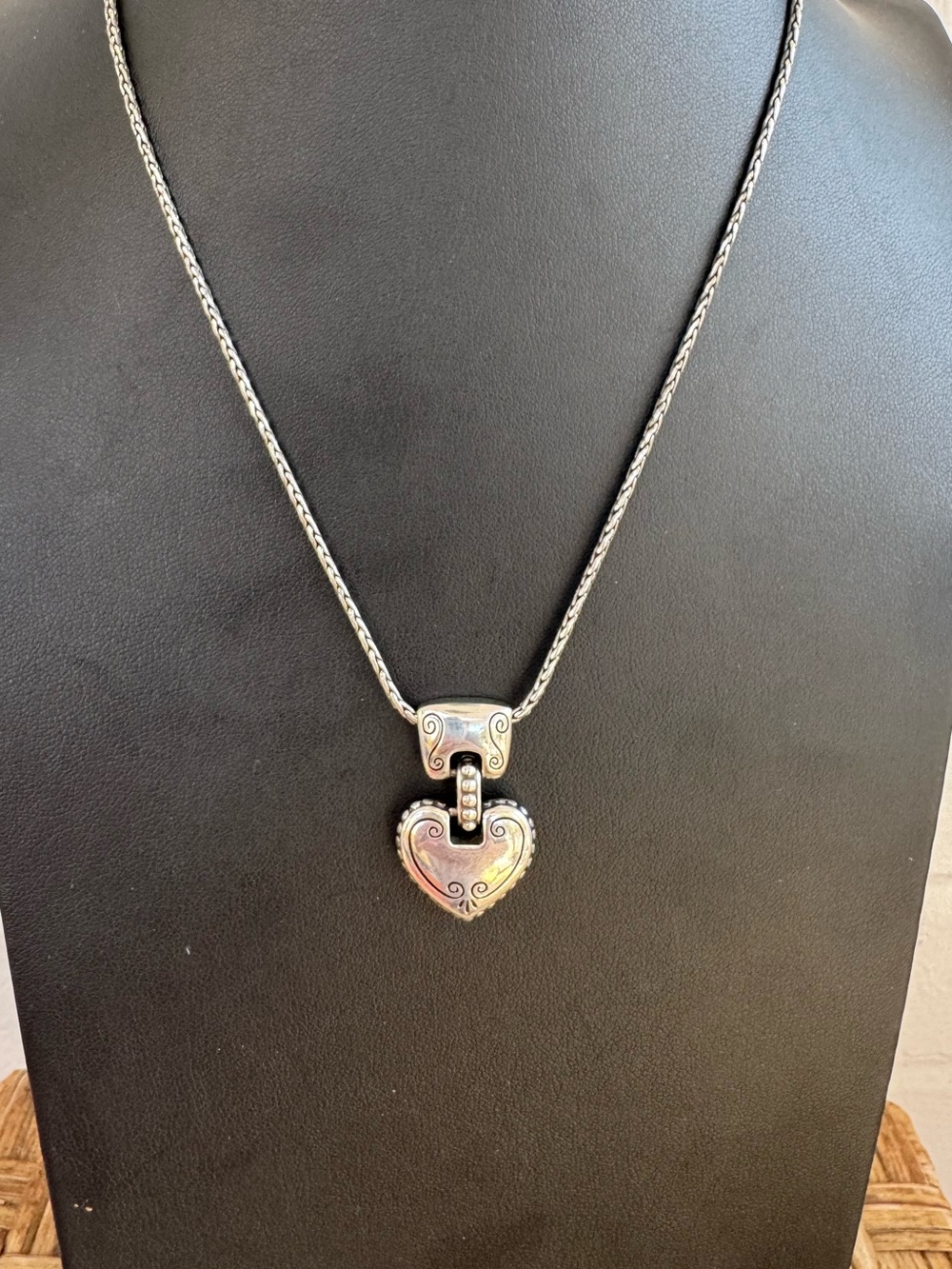 Brighton Cafe Au Lait Silver Reversible Heart Necklace